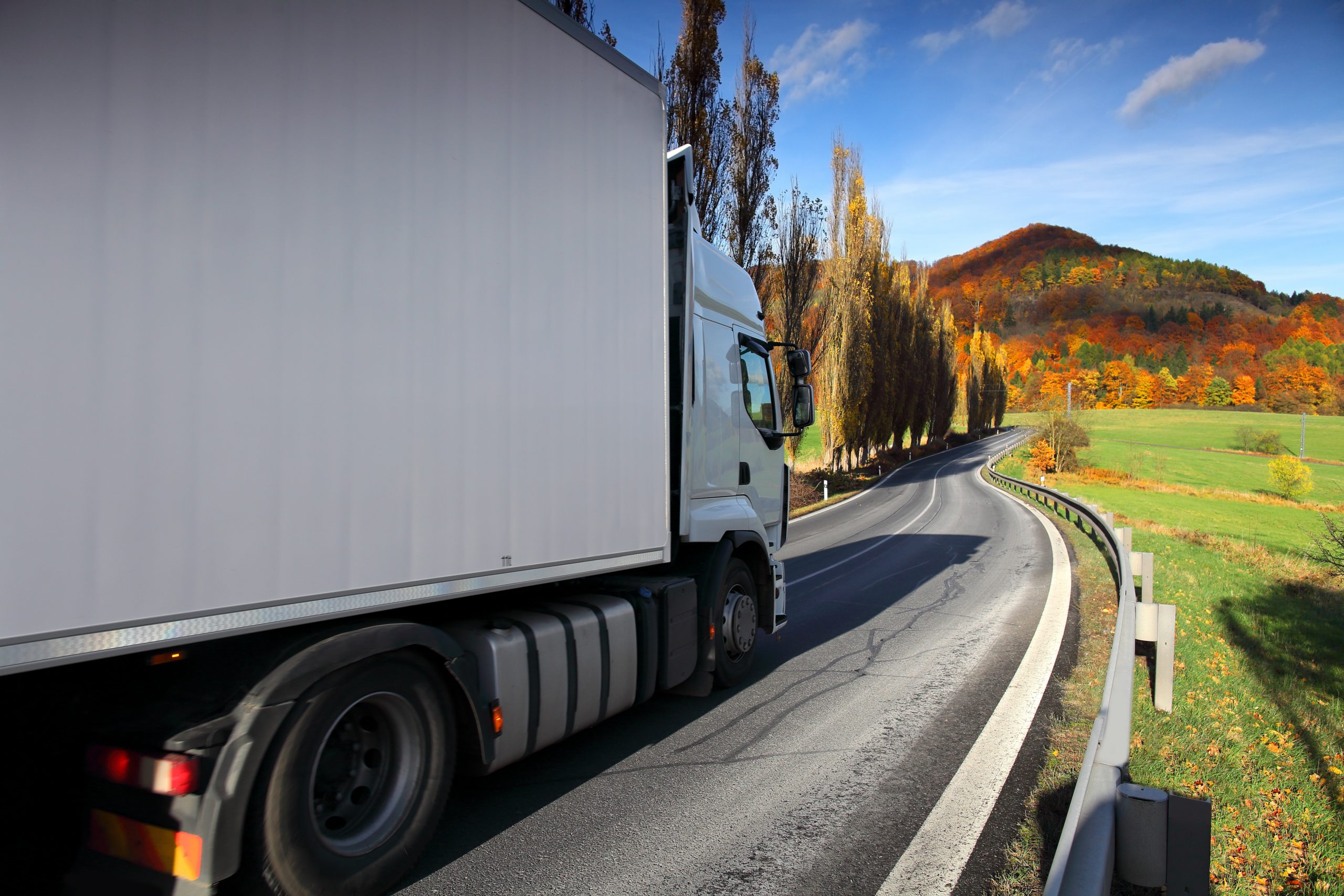 Truck open road autumn colours