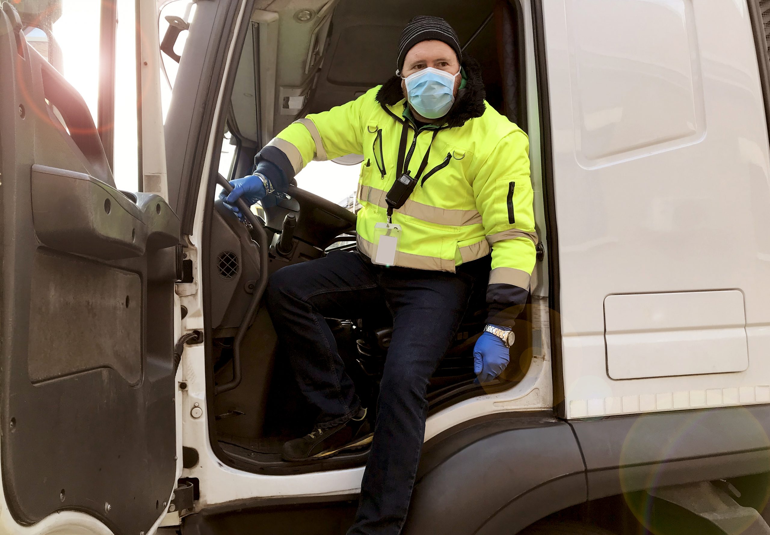 Coronavirus truck driver with mask