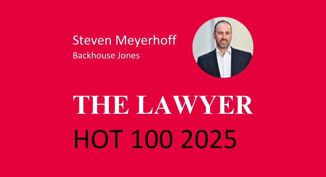 Steven Meyerhoff, legal director at Backhouse Jones, listed in The Lawyer Hot 100 2025 for innovative legal contributions