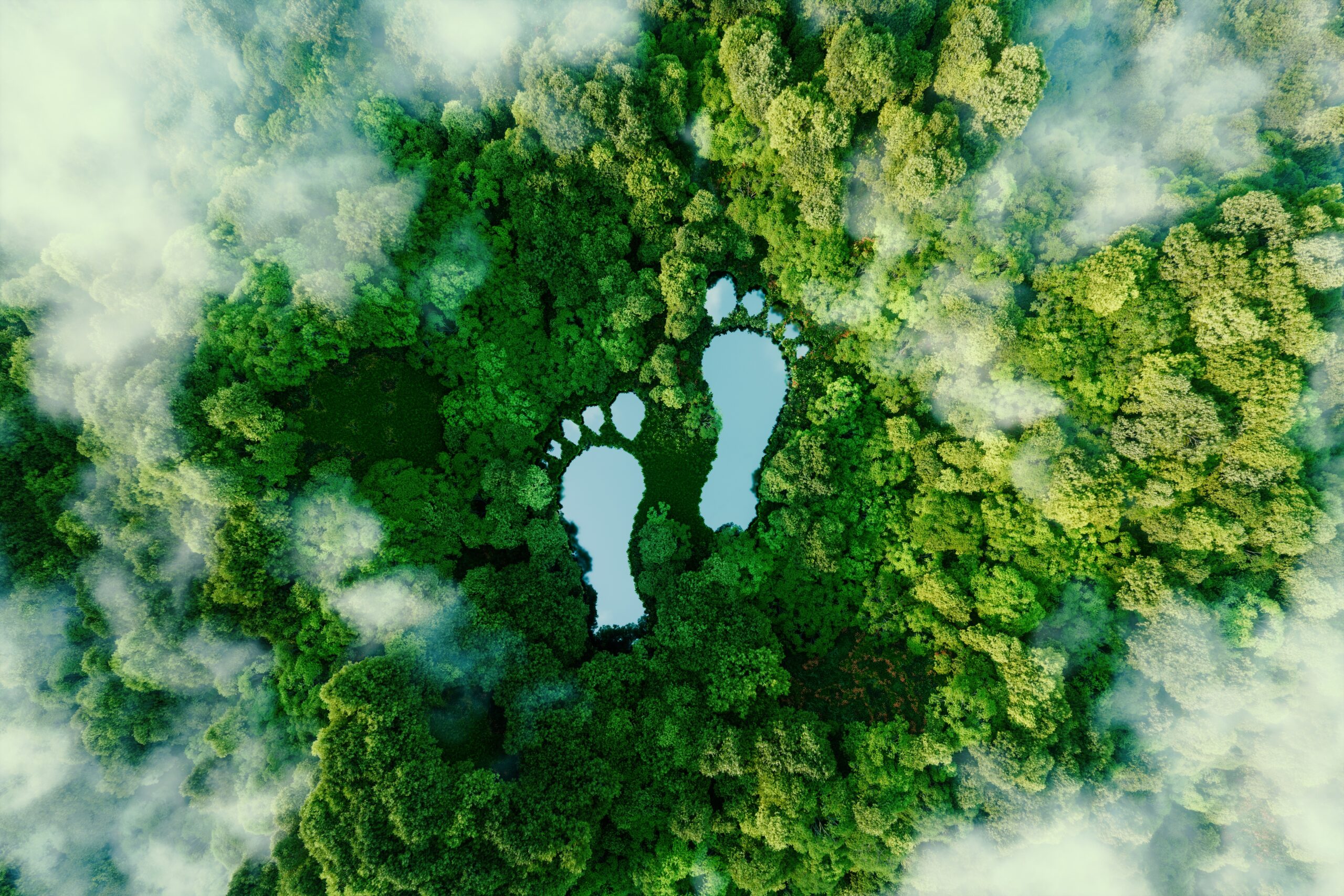 Foot in a green rainforest symbolising environmental sustainability and decarbonisation efforts in the haulage industry.