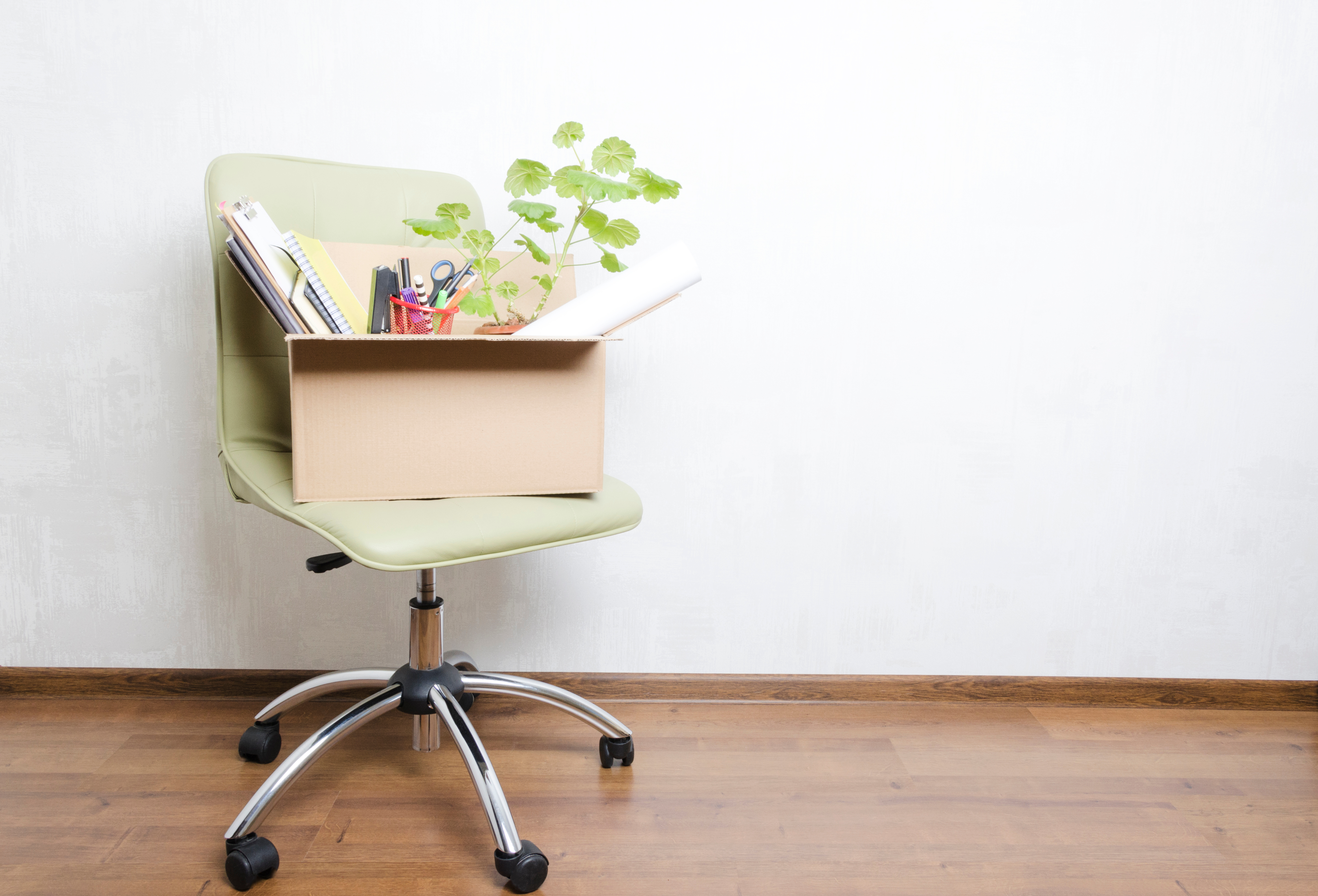 Box of belongings from an office.