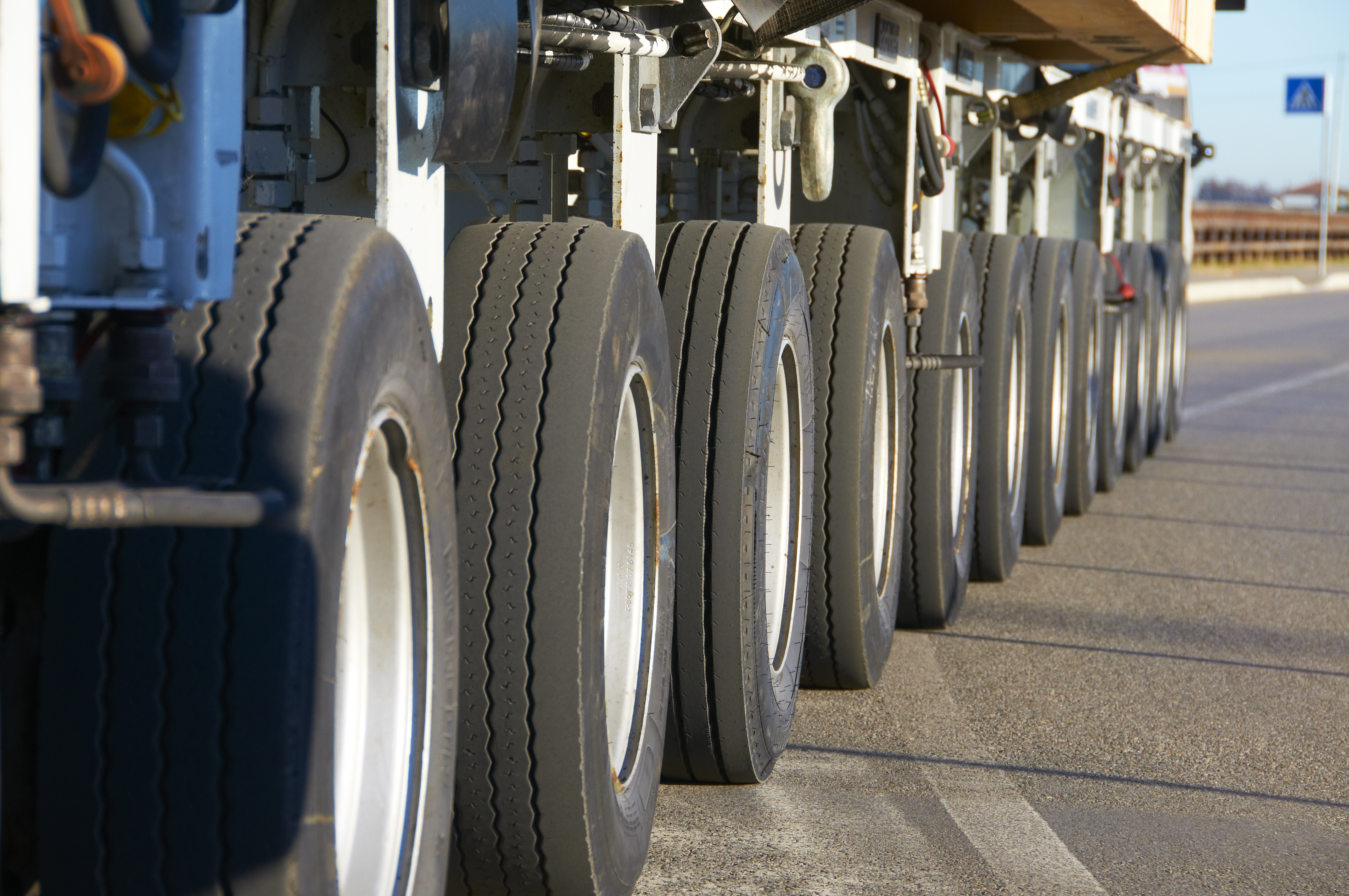 Close-up of HGV truck wheels representing DVSA’s new brake testing update with load simulation rollers.